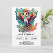 魅惑的な水彩画のフェニックス物語の誕生日 招待状 (スタンド正面)