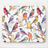 魅惑的な水彩 ヴィンテージ 鳥の模様 マウスパッド (正面)
