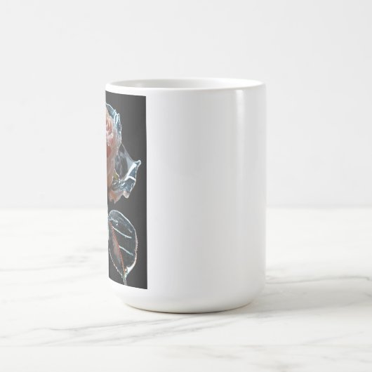 「魅惑的な氷のバラ:透明なガラスの花 コーヒーマグカップ (中央)