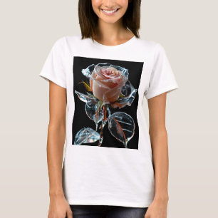 「魅惑的な氷のバラ:透明なガラスの花 Tシャツ