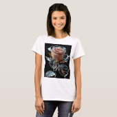 「魅惑的な氷のバラ:透明なガラスの花 Tシャツ (正面フル)