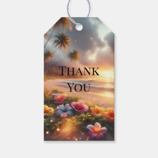 魅惑的な熱帯ビーチマジカルハイビスカス結婚ズ ギフトタグ (正面)