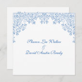 魅惑的な白と青の結婚式の招待 招待状 (正面/裏面)