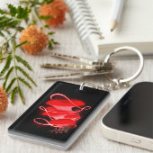 魅惑的な白熱［赤熱］光を放つオイスターレッドマッシュルームアクリル キーホルダー (正面右)