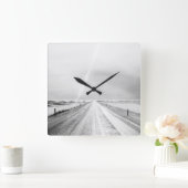 魅惑的な白黒のラ凍っていンド スクエア壁時計 (ホーム)