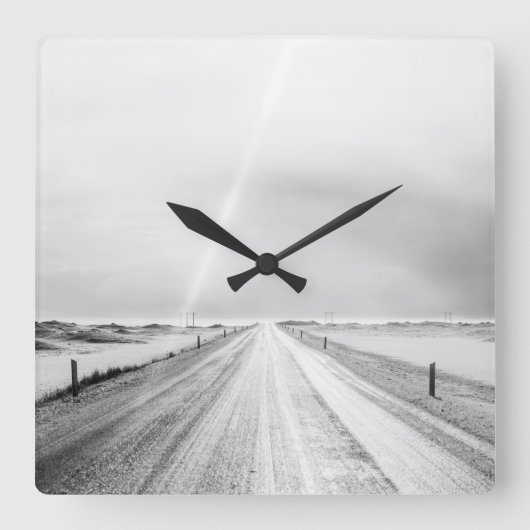 魅惑的な白黒のラ凍っていンド スクエア壁時計 (正面)