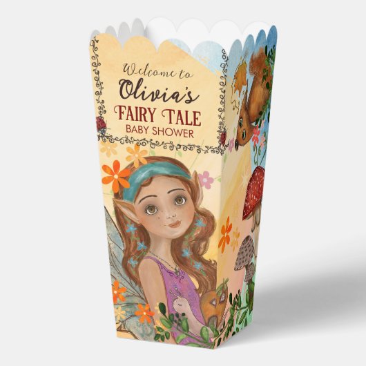 魅惑的な秋のおとぎ話ベビーシャワーポップコーン フェイバーボックス (正面)