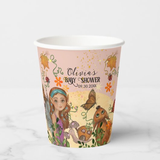 魅惑的な秋の妖精のベビーシャワーカスタム 紙コップ (正面)