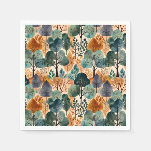 魅惑的な秋の木 スタンダードカクテルナプキン (正面)