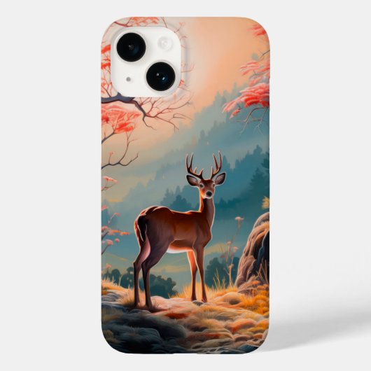 魅惑的な秋の鹿の森のシーン デザイン Case-Mate iPhoneケース (裏面)