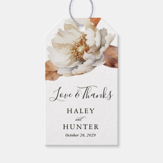 魅惑的な秋素朴開花ボタニカル結婚ズ ギフトタグ (正面)