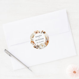 魅惑的な秋素朴開花ボタニカル結婚ズ ラウンドシール