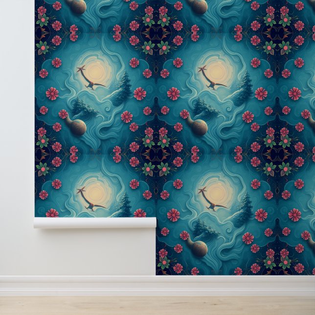 魅惑的な空：神秘的な花模様飛行 壁紙 (アプリケーション)