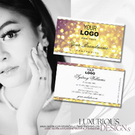 魅惑的な紫の金ゴールドグリッタースターロゴホワイト 名刺