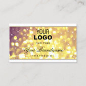 魅惑的な紫の金ゴールドグリッタースターロゴホワイト 名刺 (正面)