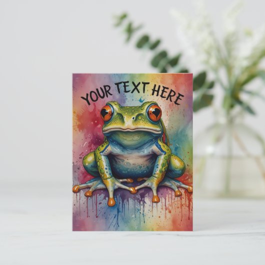 魅惑的な美しいカエルを発見する ポストカード (スタンド正面)