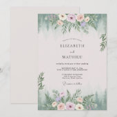 魅惑的な自然の結婚式 サージブルーグリーン 招待状 (正面/裏面)