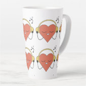 魅惑的な赤い漫画ハート音楽イラストレーション カフェラテマグ (右アングル)