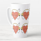 魅惑的な赤い漫画ハート音楽イラストレーション カフェラテマグ (左アングル)