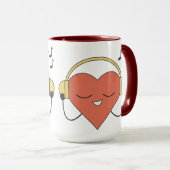 魅惑的な赤い漫画ハート音楽イラストレーション マグカップ (正面右)