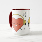 魅惑的な赤い漫画ハート音楽イラストレーション マグカップ (正面左)