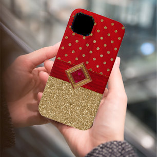 魅惑的な赤と金ゴールドの輝き iPhone 13ケース