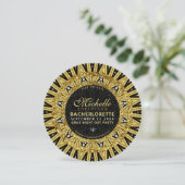 魅惑的な金ゴールドと黒の女の子の夜アウトパーティー 招待状 (スタンド正面)