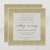 魅惑的な金ゴールドグレーのドット結婚モザイズ 招待状 (正面/裏面)