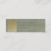 魅惑的な金ゴールドベルベット灰色モザイクドットアドレス スキニー名刺 (裏面)