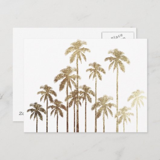 魅惑的な金ゴールド熱帯性のヤシの木が白 ポストカード (正面/裏面)