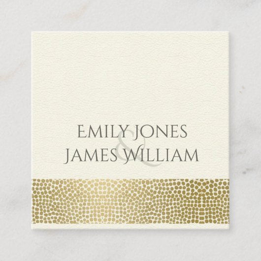 魅惑的な金ゴールド白モザイク結婚ドット スクエア名刺 (正面)