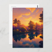 魅惑的な金絵を描の夕日 ポストカード (正面/裏面)