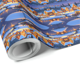 魅惑的な雪に覆われた村の冬のワンダーランド ラッピングペーパー