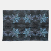 魅惑的な雪の結晶ブルーフレーク キッチンタオル (横)