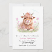 魅惑的な高地の牛の至福の女の子の赤ちゃんシャワー 招待状 (正面)