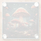 魅惑的な魔法妖精キノコの背景 ガラスコースター (裏面)