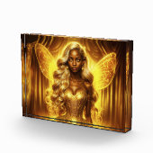 魅惑的な黄金のエレガント妖精のきらめく翼 フォトブロック (右)