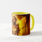 魅惑的な黄金のエレガント妖精のきらめく翼 マグカップ (正面右)