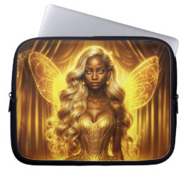 魅惑的な黄金のエレガント妖精のきらめく翼 ラップトップスリーブ