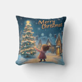 魅惑的な「メリークリスマス」村のシーン クッション (正面)