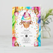 魅惑的カラフルなクリーム誕生日 招待状 (スタンド正面)