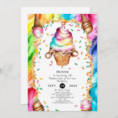 魅惑的カラフルなクリーム誕生日 招待状 (正面/裏面)
