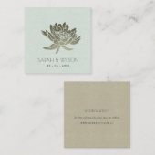 魅惑的淡い色のなブルーシルバーロータス結婚フローラ スクエア名刺 (正面/裏面)