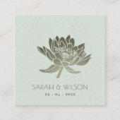 魅惑的淡い色のなブルーシルバーロータス結婚フローラ スクエア名刺 (正面)