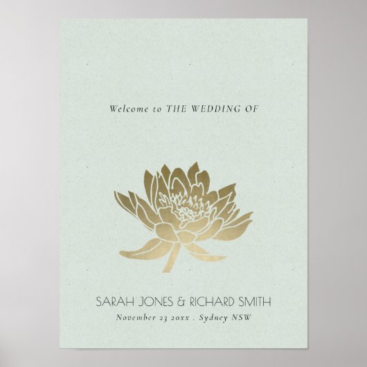魅惑的淡い色のなブルーシルバーロータス結婚フローラ ポスター (正面)