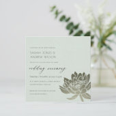 魅惑的淡い色のなブルーシルバーロータス結婚フローラ 招待状 (スタンド正面)