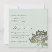 魅惑的淡い色のなブルーシルバーロータス結婚フローラ 招待状 (正面)