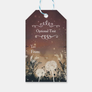 魅惑素朴の夜空の星と葉結婚の ギフトタグ