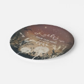 魅惑素朴の夜空の星と葉結婚の ペーパープレート (アングル)