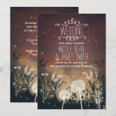 魅惑素朴の夜空の星と葉結婚の 招待状 (正面/裏面)